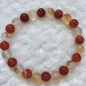 Carnelian and Flower Agate Handmade Crystal Gem Bead Bracelet